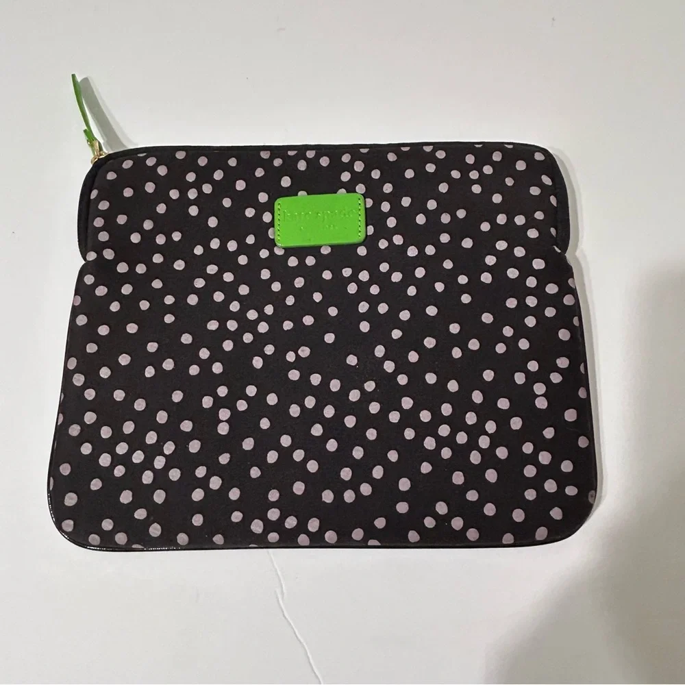 Kate Spade Black and Green Polka Dot Tablet Sleeve